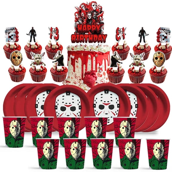 Jason Voorhees Friday The 13th Birthday Cups Party Supplies Plates Decorations Cake Topper Decor