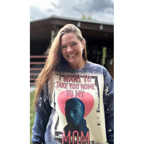 Jason Voorhees Take You Home to Mom Bleached Sweatshirt