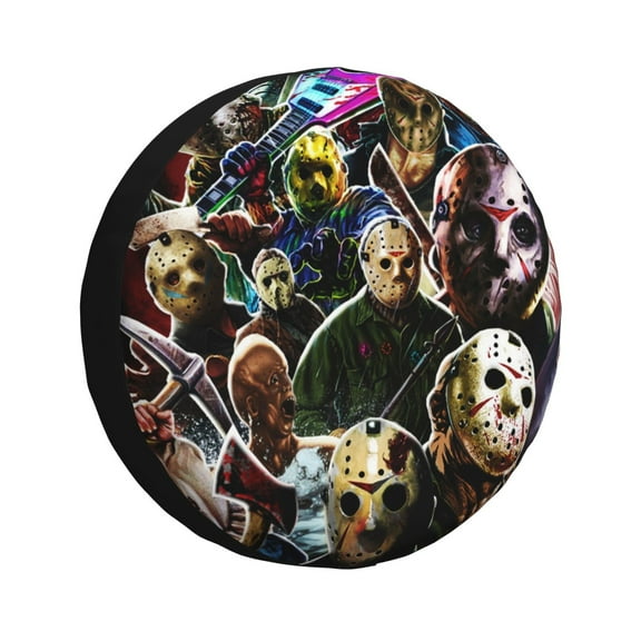 Jason Voorhees Tire Cover Printed Spare Tire Wheel Cover Weatherproof Wheel Protectors 14 Inch