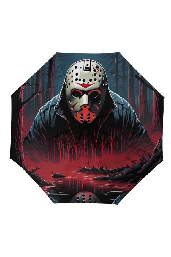 Jason-Voorhees Umbrella for Adults Teens Kids, Lightweight Windproof Anti Rain Folding Telescopic Umbrella for Travel School Work
