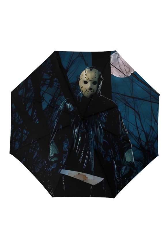 Jason-Voorhees Umbrella for Adults Teens Kids, Lightweight Windproof Anti Rain Folding Telescopic Umbrella for Travel School Work