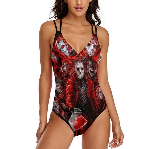 Jason Voorhees Womens One-Pieces Swimsuit Sexy CirssCross Swimwear Printing Bathing Suits S