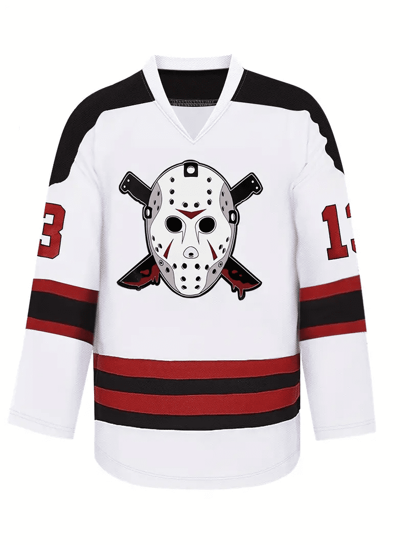 Jason Voorhees ice hockey Jersey vneck Long Sleeve halloween Sweatshirt