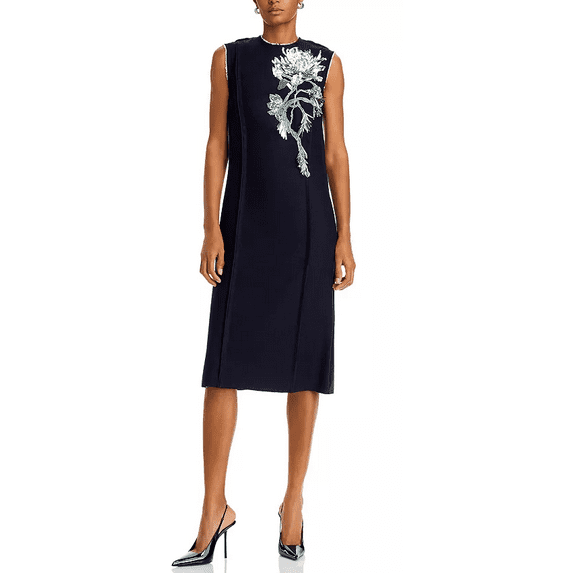 Jason Wu Collection NAVY Women's Floral Embroidered Midi Dress, US 6