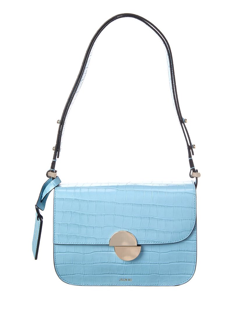Jason Wu Croc-Embossed Leather Shoulder Bag, Blue - Walmart.com