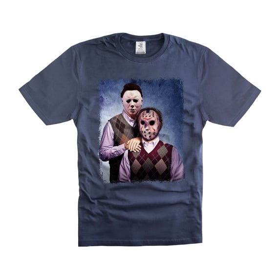 Jason and Michael Halloween Step Brothers Movie T-Shirt, Michael Myers Halloween T-Shirt (XX-Large Navy Blue)