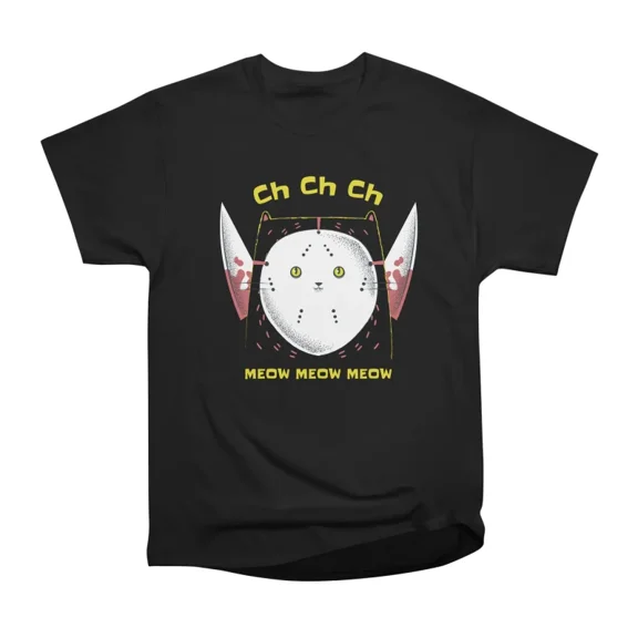 Jasons Masked Cat Ch Ch Ch Meow T-Shirt Tee Gift For Him Merch For Her Apparel For Friend