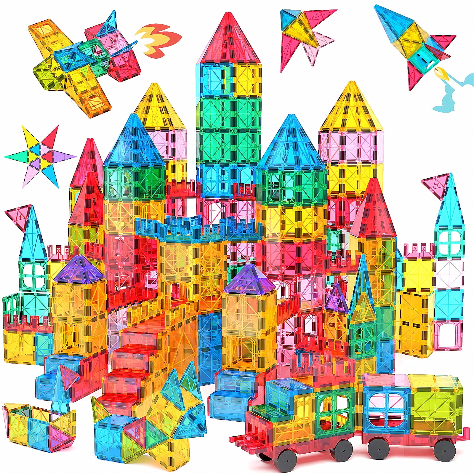 Jasonwell Large 108pcs Magnetic Tiles Building Blocks, Learning