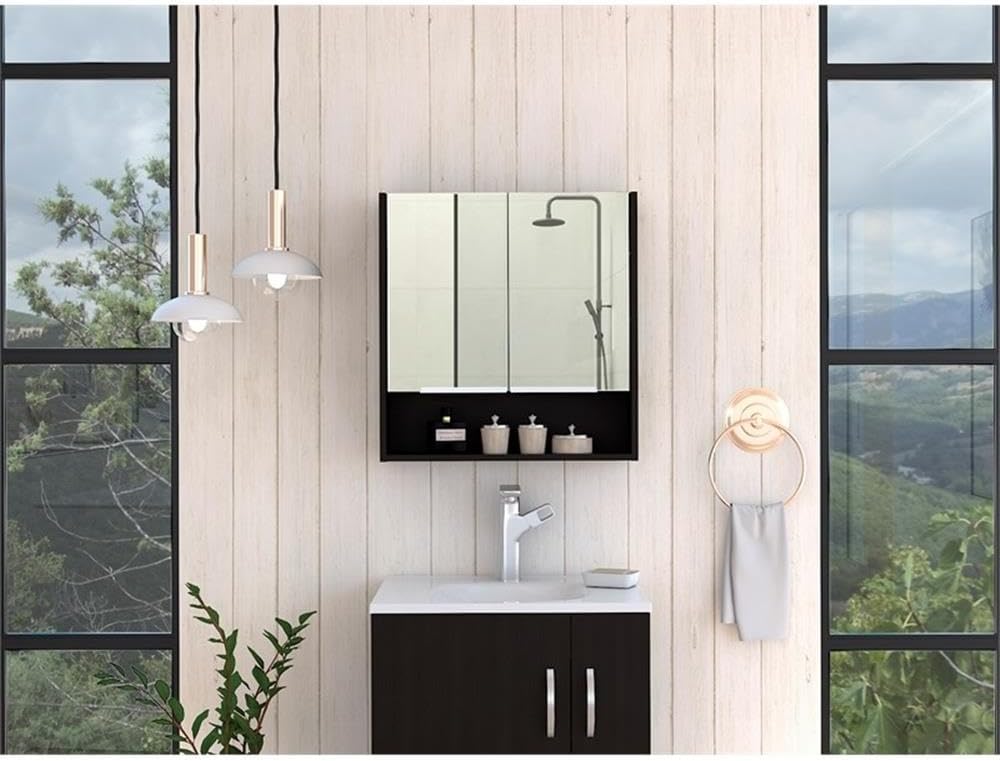 Jaspe Mirror Engineered Wood Medicine in Black