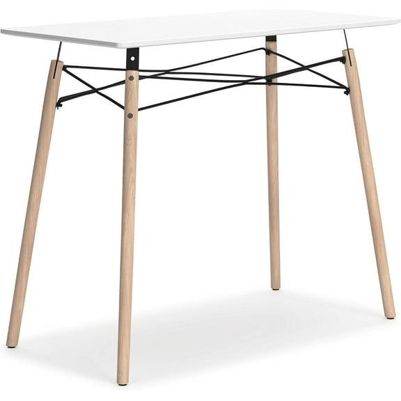 Jaspeni Industrial Home Office Desk, White & Light Brown