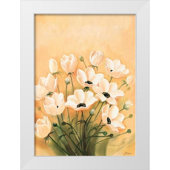 Jasper 11x14 White Modern Wood Framed Museum Art Print Titled - White poppies 2-3