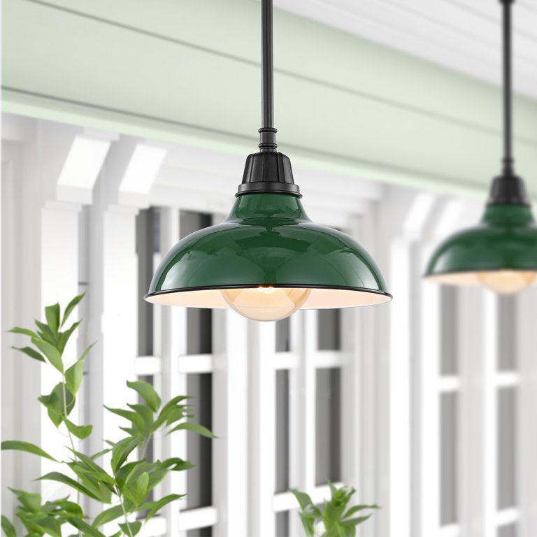 Stanley 12.25 1-Light Farmhouse Industrial Indoor/Outdoor Iron LED  Gooseneck Arm Outdoor Sconce, Green 