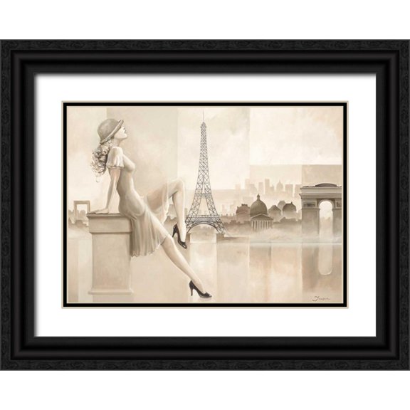 Jasper 14x11 Black Ornate Wood Framed with Double Matting Museum Art Print Titled - Paris girl