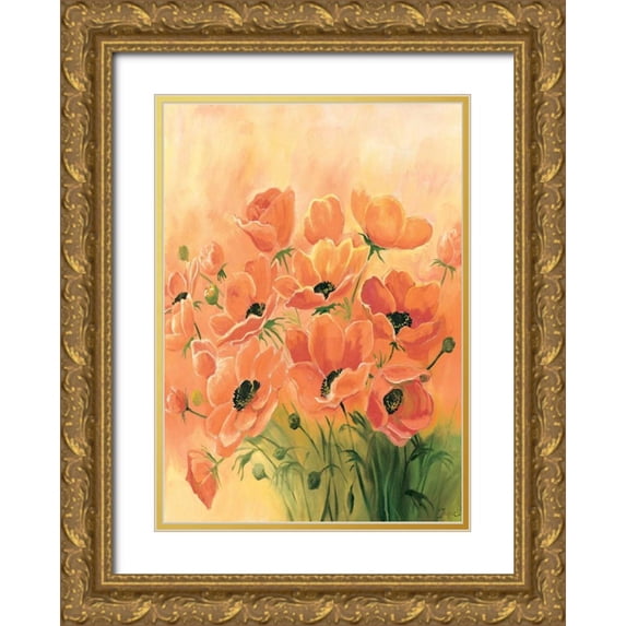Jasper 24x32 Gold Ornate Wood Framed with Double Matting Museum Art Print Titled - Red poppies 2-3