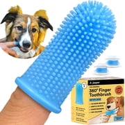 Jasper Dog Toothbrush Silicone Finger Toothbrush for Puppies, Cats and Small Pets 2 Pack Blue