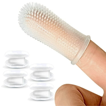Jasper Dog Toothbrush Silicone Finger Toothbrush for Puppies, Cats and Small Pets 4 Pack Clear