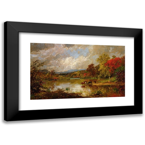 Jasper Francis Cropsey 14x10 Black Modern Framed Museum Art Print Titled - Autumn Afternoon (1886)