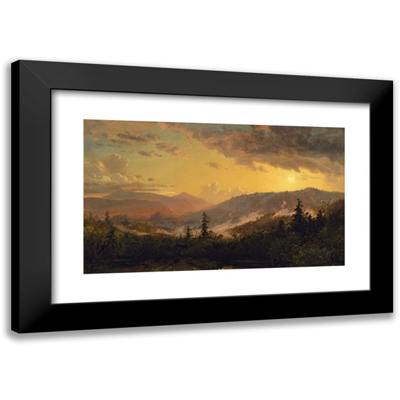 Jasper Francis Cropsey 14x10 Black Modern Framed Museum Art Print Titled - Sunset After a Storm in the Catskill Mountains (ca. 1860)