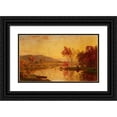 thumbnail image 1 of Jasper Francis Cropsey 14x10 Black Ornate Wood Framed Double Matted Museum Art Print Titled: An Autumn Landscape with Cattle Watering at a River (1881), 1 of 5