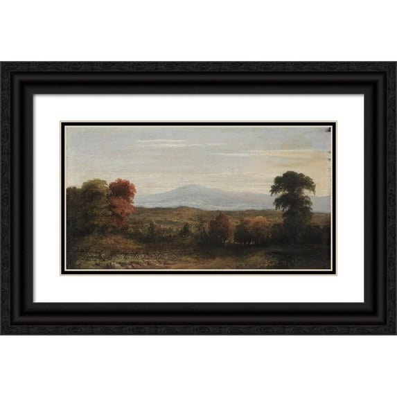 Jasper Francis Cropsey 14x10 Black Ornate Wood Framed Double Matted Museum Art Print Titled: Landscape (Before 1918)