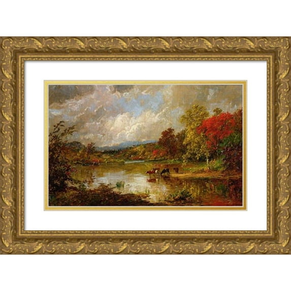 Jasper Francis Cropsey 14x10 Gold Ornate Wood Frame and Double Matted Museum Art Print Titled - Autumn Afternoon (1886)