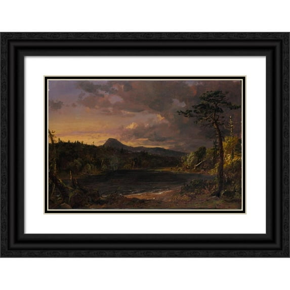 Jasper Francis Cropsey 14x11 Black Ornate Wood Framed Double Matted Museum Art Print Titled: Catskill Creek (1850)