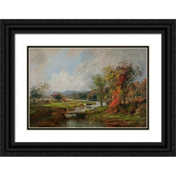 Jasper Francis Cropsey 14x11 Black Ornate Wood Framed Double Matted Museum Art Print Titled: October (1887)
