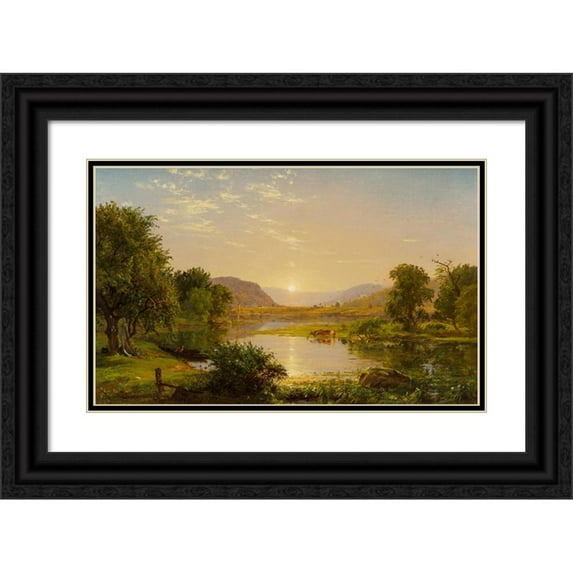 Jasper Francis Cropsey 14x11 Black Ornate Wood Framed Double Matted Museum Art Print Titled: Preparing the Boats at Greenwood Lake (1858)