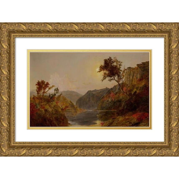 Jasper Francis Cropsey 14x11 Gold Ornate Wood Frame and Double Matted Museum Art Print Titled - Hudson River Landscape