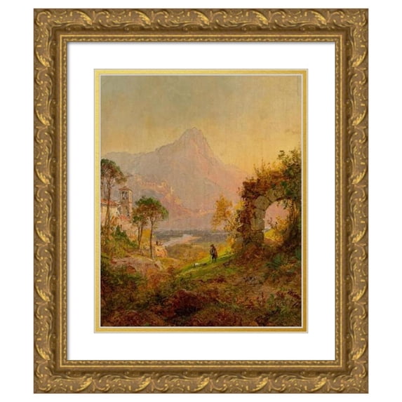 Jasper Francis Cropsey 15x18 Gold Ornate Wood Frame and Double Matted Museum Art Print Titled - Villa D’Este, Tivoli (1877)