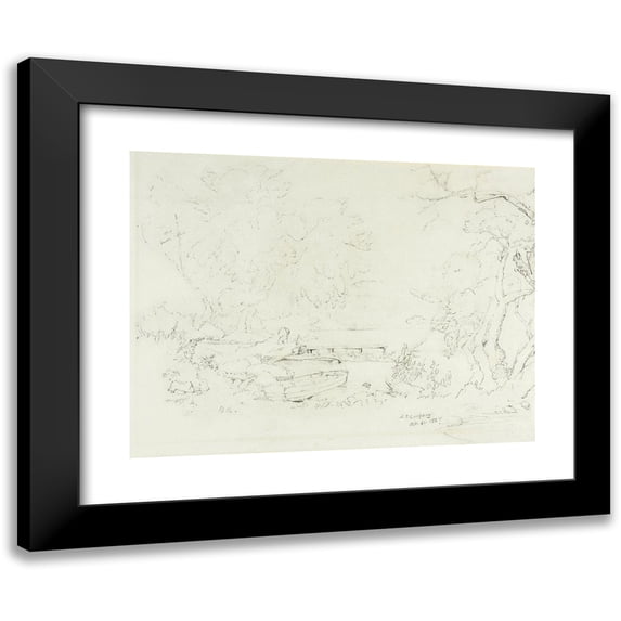 Jasper Francis Cropsey 18x15 Black Modern Framed Museum Art Print Titled - River Landscape (1847)