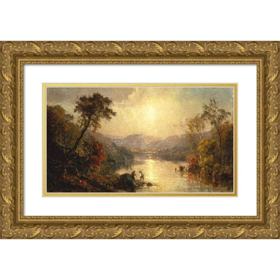 Jasper Francis Cropsey 24x15 Gold Ornate Framed and Double Matted Museum Art Print Titled - Indian Summer (1886)