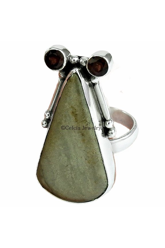 Jasper & Garnet Natural Gemstone Ring, Funky Ring, Multi Stone Ring, Metaphysical Gifts Ring, Exclusive Ring, Cocktail Ring, Twisted Design Ring, Organic Ring, Valentines Day Gifts For Her (7)