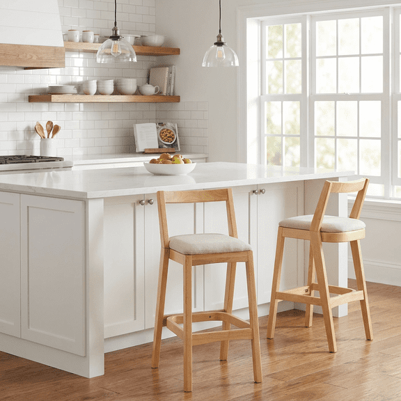 Jasper Indoor Rubberwood Barstool, Beige, Rustic, Included Two Barstools