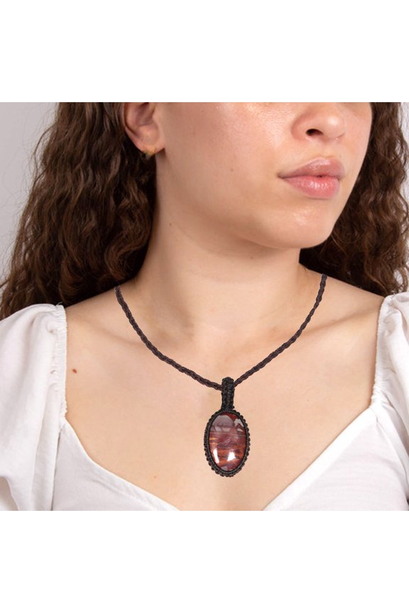 Jasper Macrame Handmade Necklace Gemstone Jewelry Thread 20-36''Ad Pendant