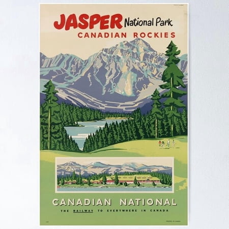Jasper National Park Vintage Travel Poster Poster , Poster Print Only