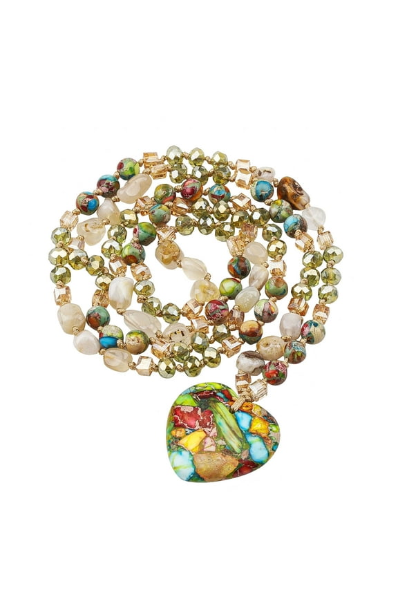 Jasper Natural Stone Beaded Long Pendant Necklaces for Womens Healing Crystal Necklace Handmade Boho Charm Necklaces Jewelry