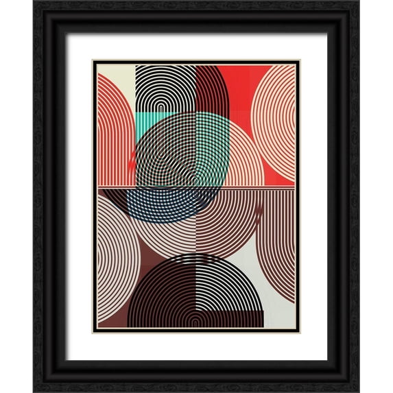 Jasper, Sisa 12x14 Black Ornate Wood Framed with Double Matting Museum Art Print Titled - Graphic Colorful Shapes II