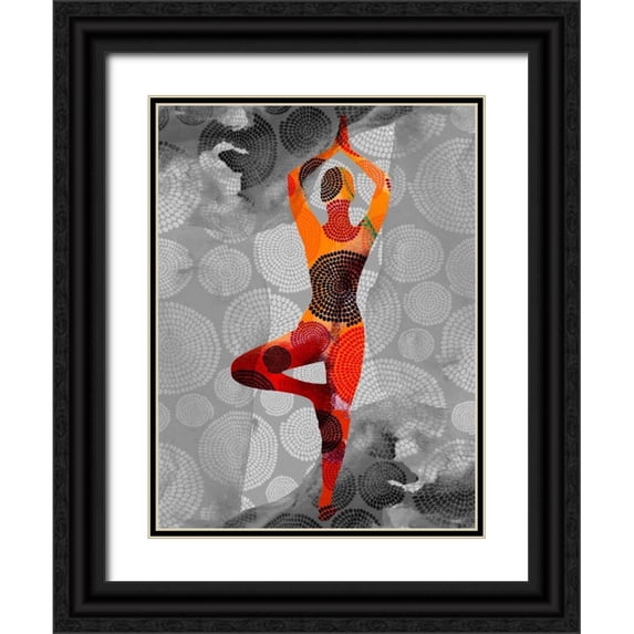 Jasper, Sisa 12x14 Black Ornate Wood Framed with Double Matting Museum Art Print Titled - Yoga Pose I