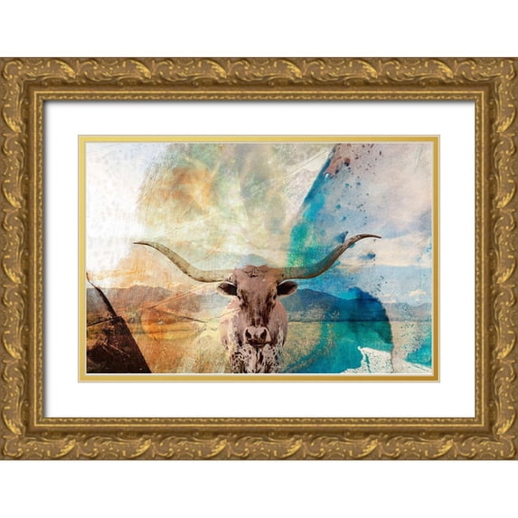 Jasper, Sisa 14x11 Gold Ornate Wood Framed with Double Matting Museum Art Print Titled - Longhorn
