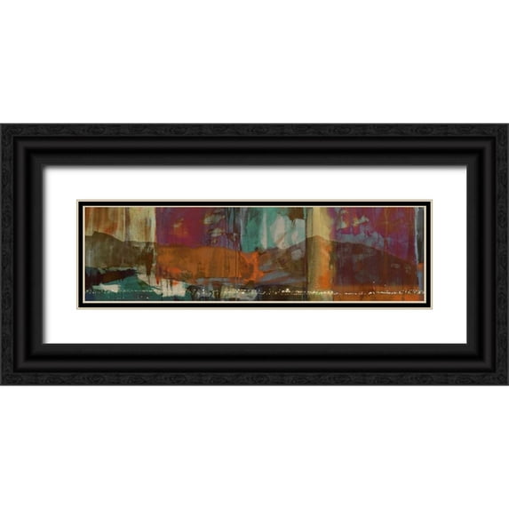 Jasper, Sisa 14x7 Black Ornate Wood Framed with Double Matting Museum Art Print Titled - Mountain City Panorama