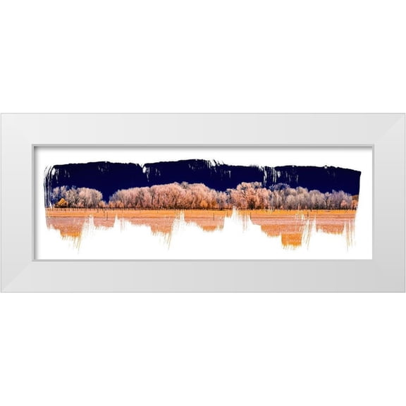 Jasper, Sisa 14x7 White Modern Wood Framed Museum Art Print Titled - Treeline Panorama