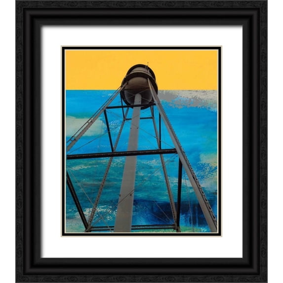 Jasper, Sisa 15x17 Black Ornate Wood Framed with Double Matting Museum Art Print Titled - Water Tower Abstract