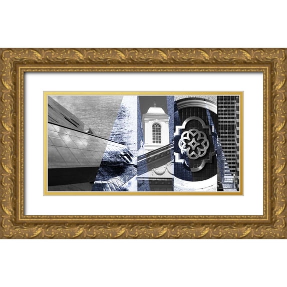 Jasper, Sisa 32x18 Gold Ornate Wood Framed with Double Matting Museum Art Print Titled - Architecture Collage I