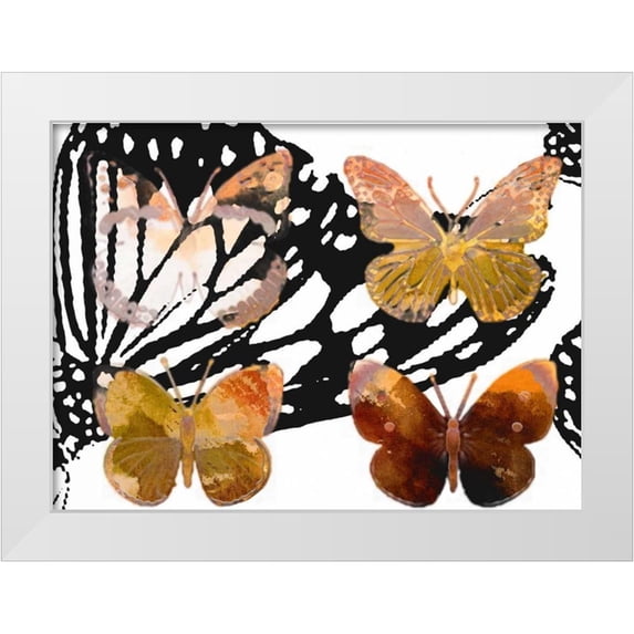 Jasper, Sisa 32x24 White Modern Wood Framed Museum Art Print Titled - Layered Butterflies III