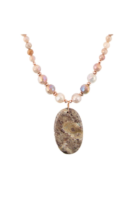 Jasper Slab in Pink Necklace