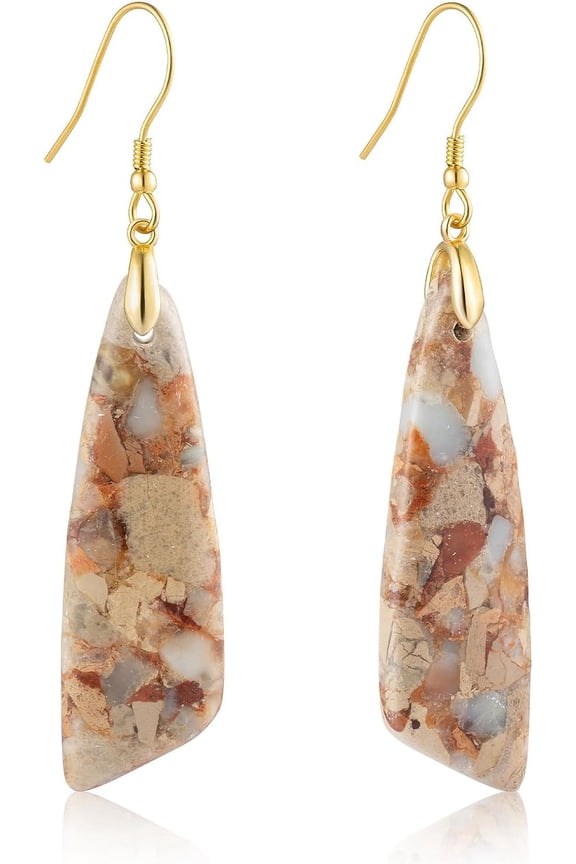 Jasper Stone Earrings For Women Trendy Dangle Earrings Fishhook Drop Earrings[Z4740]