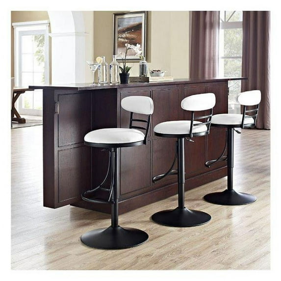 Jasper Swivel Counter Stool In Black With White Cushions