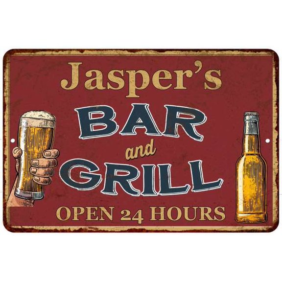 Jasper's Red Bar and Grill Rustic Sign Decor 8x12 108120045577