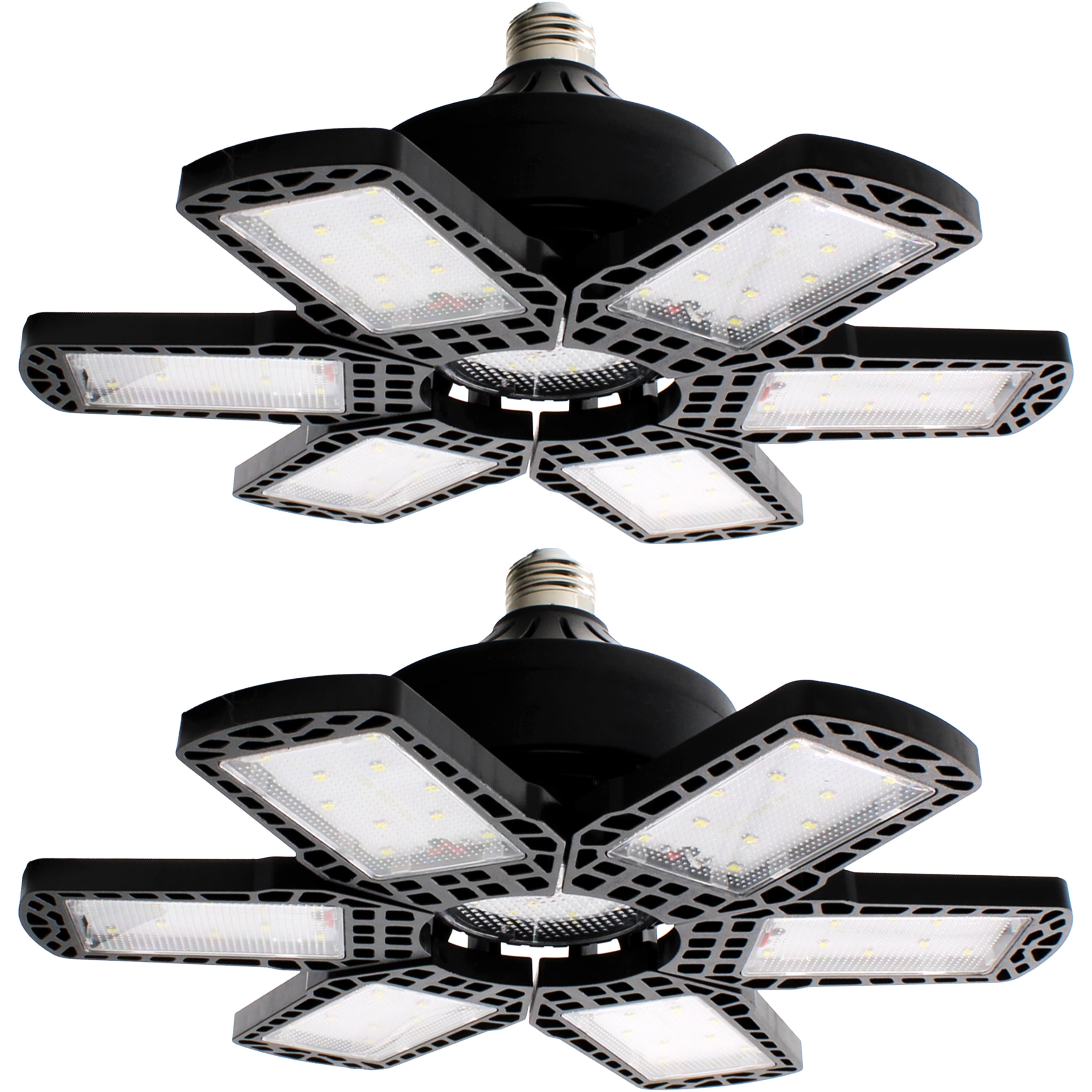 Jaspertronics 2 Pack LED Adjustable 6 Leaf Garage Light 200W 8000
